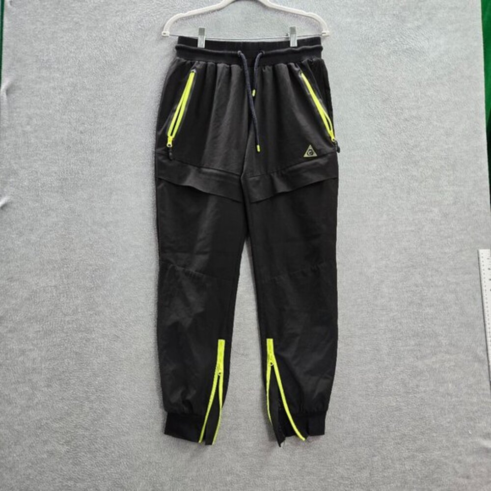 Cookies Sf Men‎ Pants Medium Black Green Neon Jogger Zipped Pockets 28 in Inseam